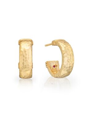 NWT Capucine De Wulf Designer 18k Gold Cleopatra Small Hoop Earrings